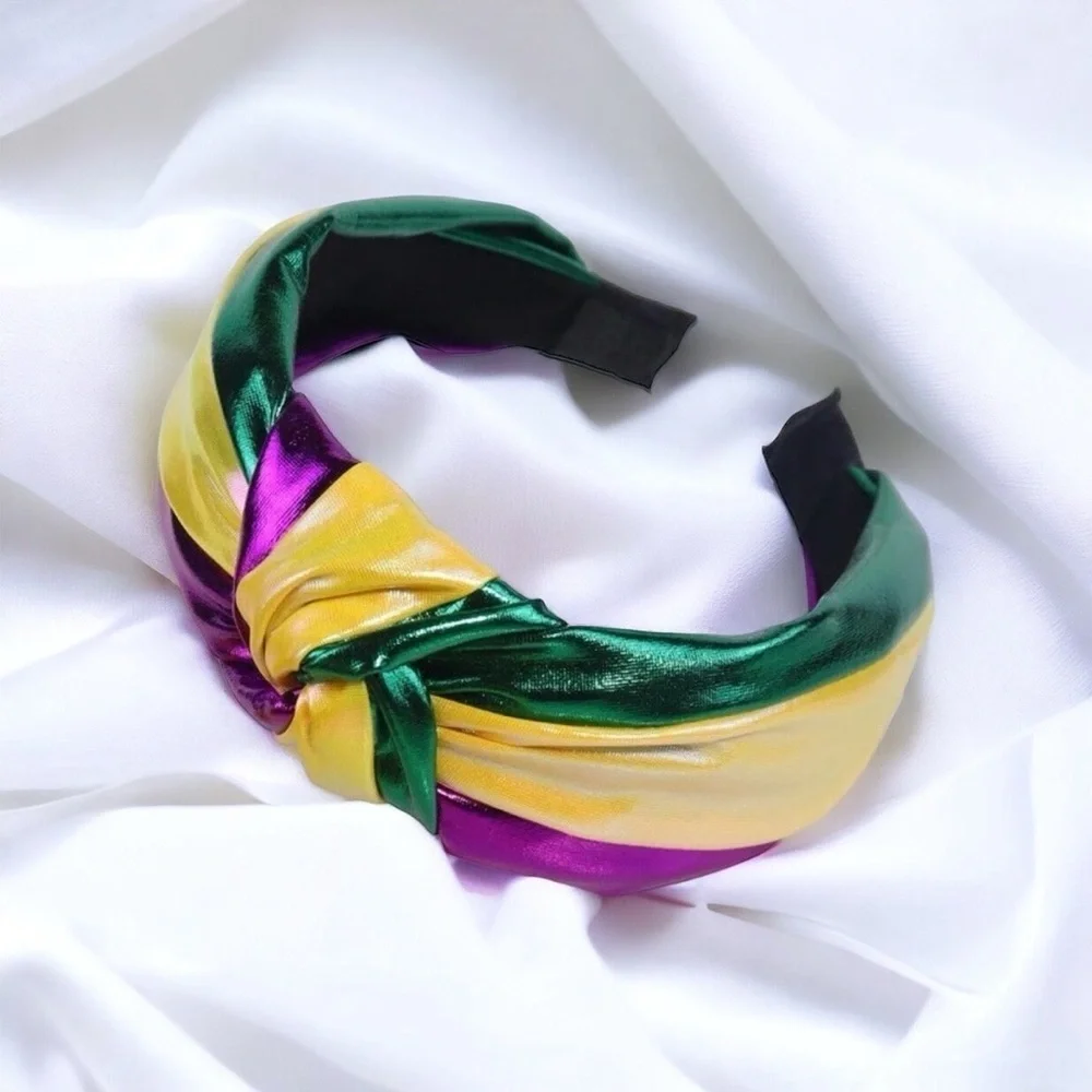 Fiesta Flair: Shimmering Mardi Gras Headband in Purple, Green & Gold! Brand New